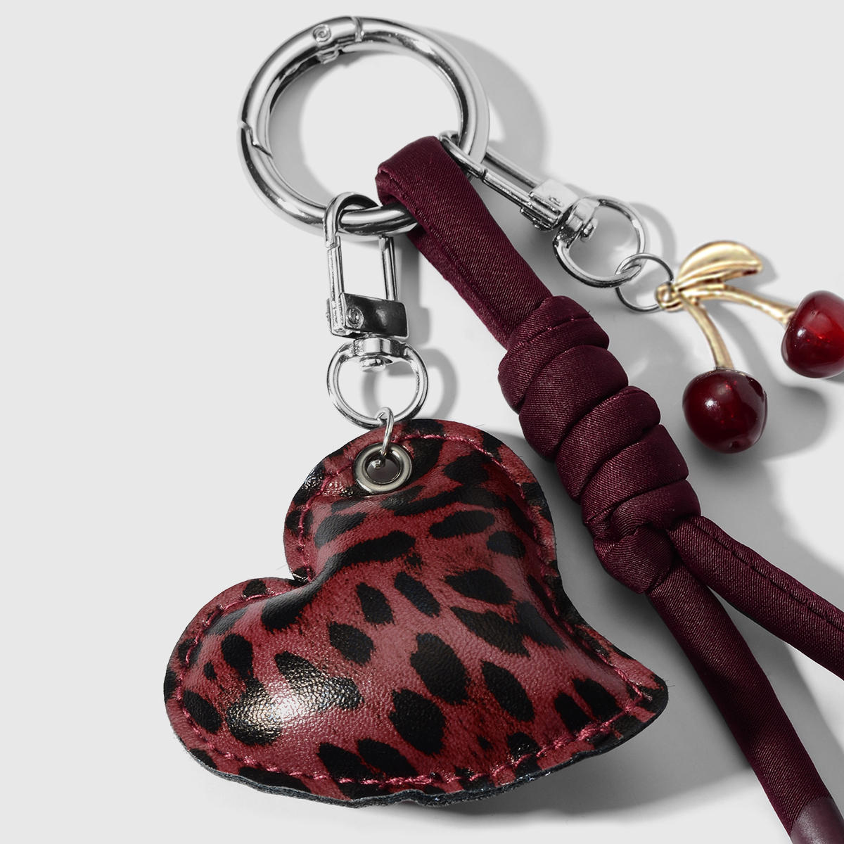 1 Piece Leather Heart Leopard Print Bag Charm h5 Picture4