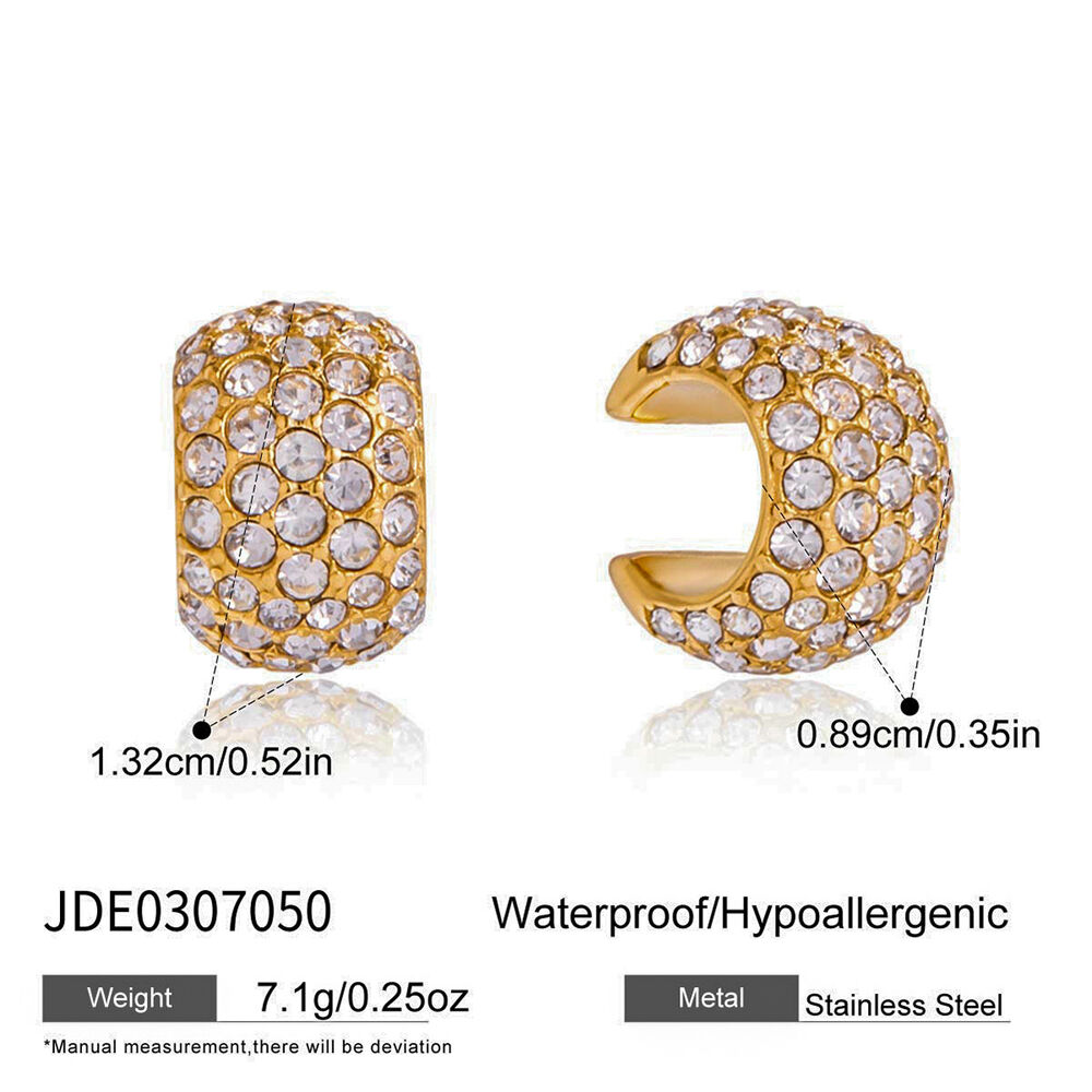 1 Piece Versatile Stainless Steel Waterproof Gold Color Zircon Women's Ear Cuffs h5Picture2