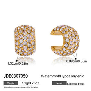1 Piece Versatile Stainless Steel Waterproof Gold Color Zircon Women's Ear Cuffs h5 Picture2