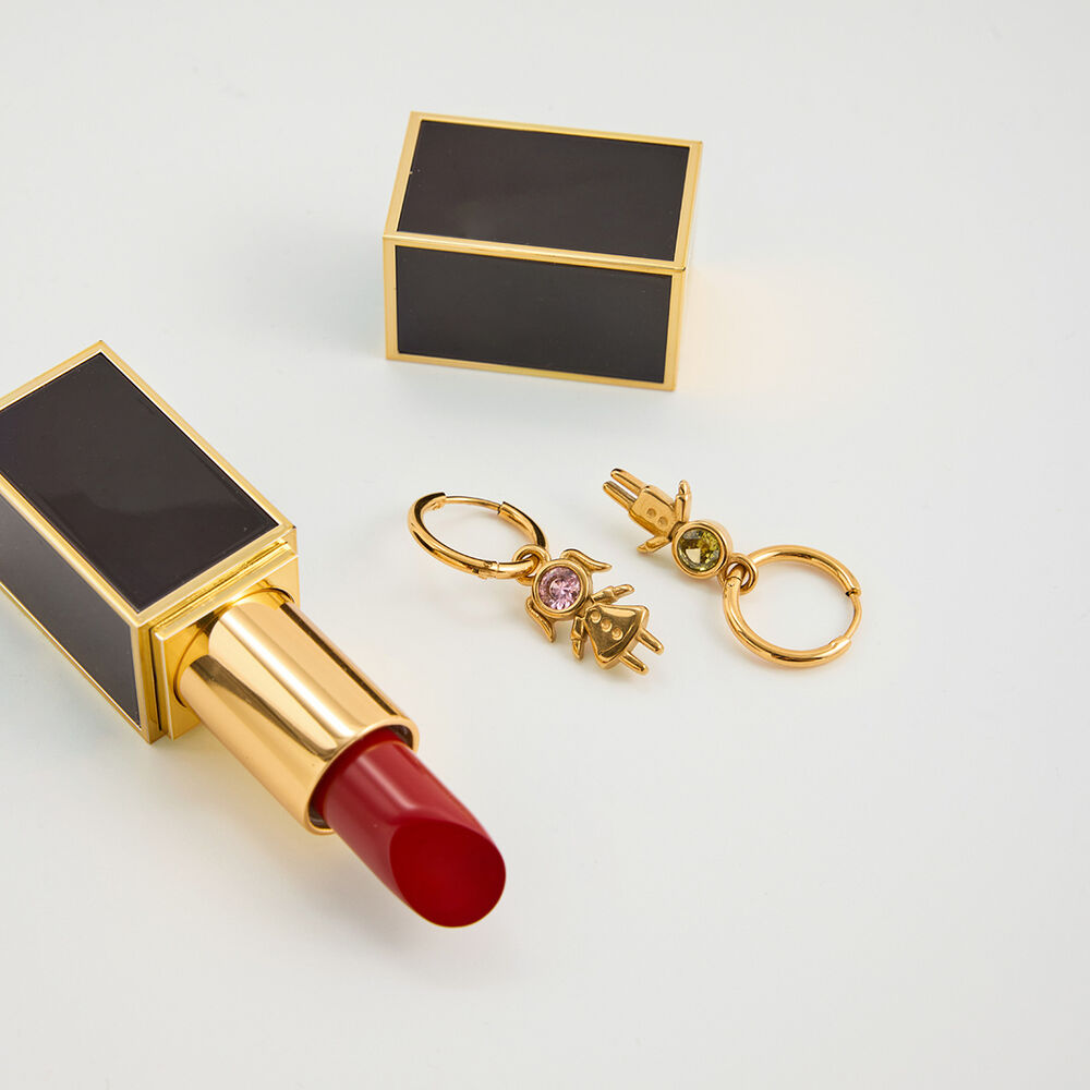 1 Pair Romantic Children Stainless Steel Waterproof Gold Color Zircon Women's Drop Earrings h5Picture5