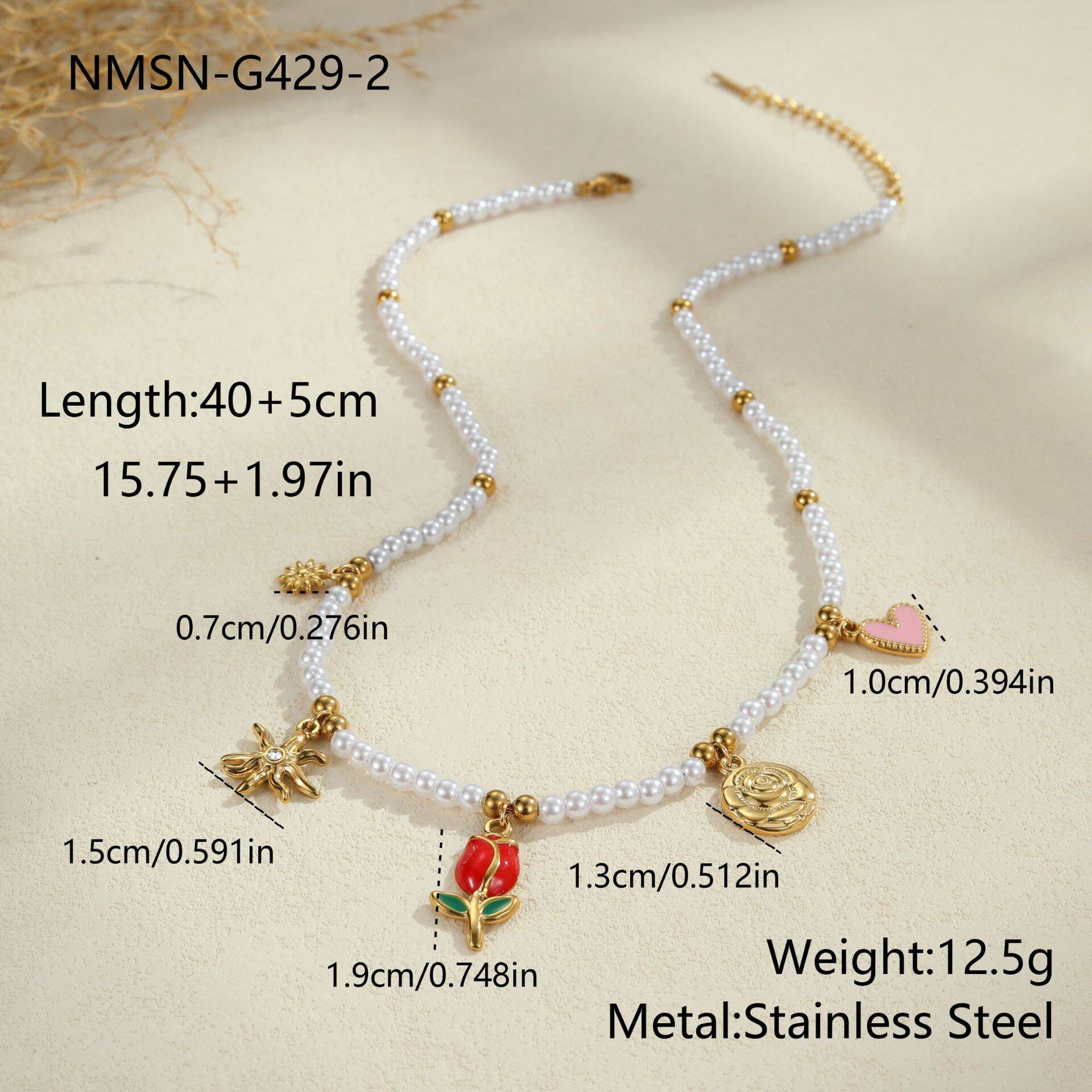 Nmsn-G429-2 Flower Pearl Necklace Picture2