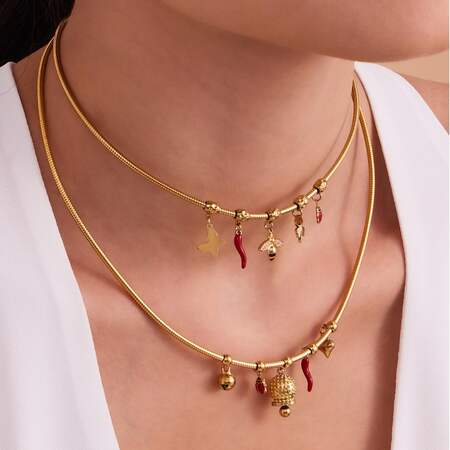 1 Piece Sophisticated Bee Stainless Steel Waterproof Gold Color Zircon Women's Pendant Necklaces