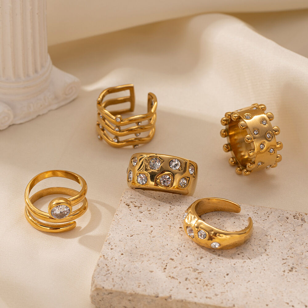 1 Piece Star Stainless Steel Waterproof Gold Color Statement Ring Picture2