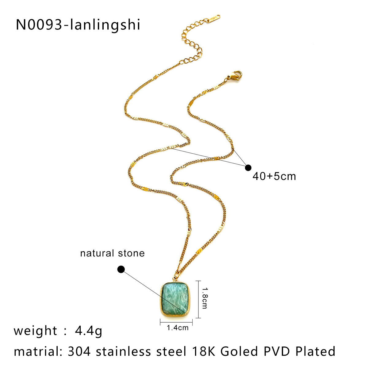 1 Piece Natural Stone Stainless Steel Pendant Necklace Picture2
