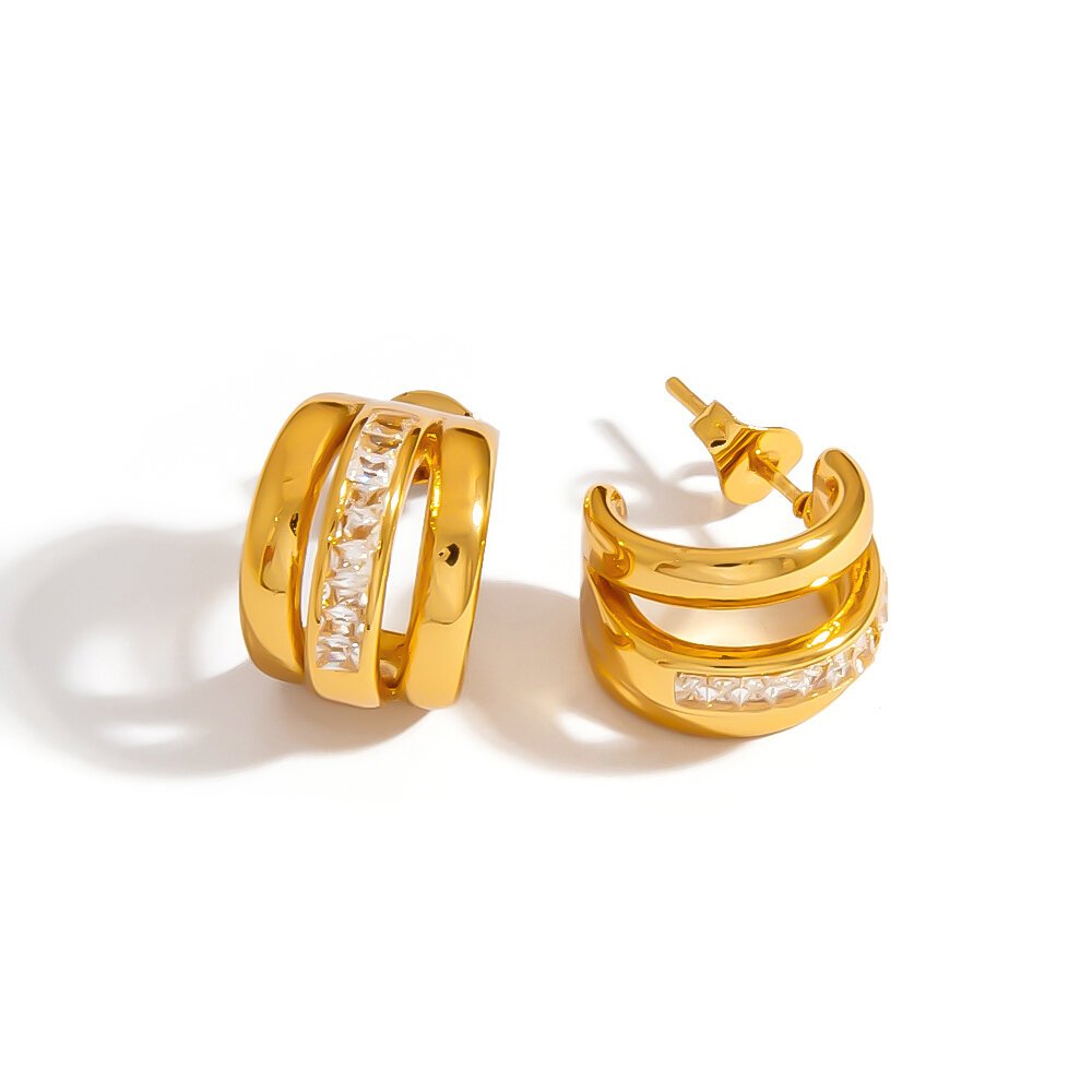 1 Paar romantische, elegante, unregelmäßig geformte, wasserdichte Edelstahl-Creolen für Damen h5 