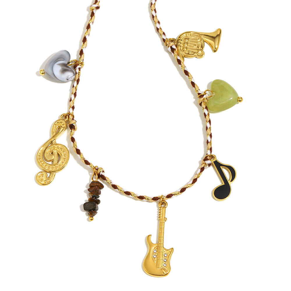 1 pieza de collar colgante impermeable de acero inoxidable con notas/instrumentos diarios para mujer
