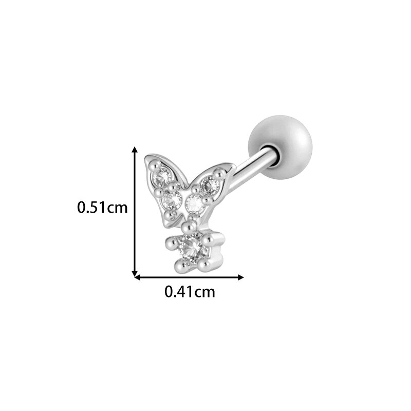 1 Piece Flower Copper Gold Color Zircon Piercing Earring Picture2