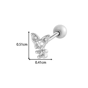 1 Piece Flower Copper Gold Color Zircon Piercing Earring h5 Picture2