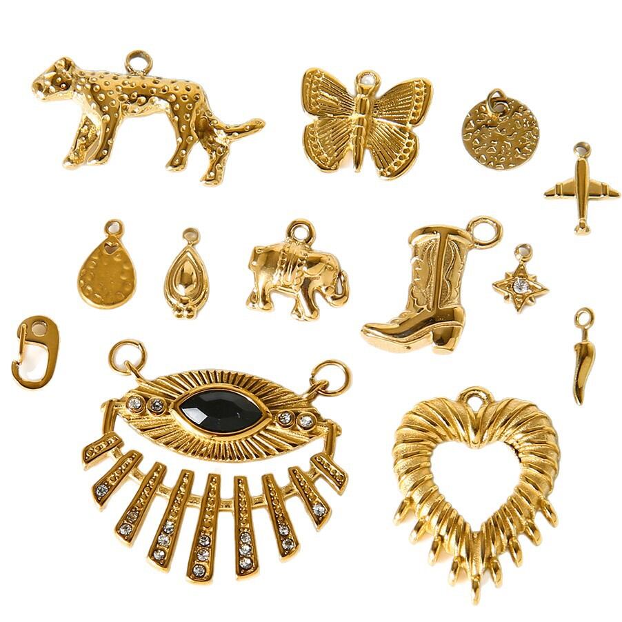 1 Piece Retro Devil's Eye Heart Animal Stainless Steel Waterproof  Gold Color Women's Pendants Picture5