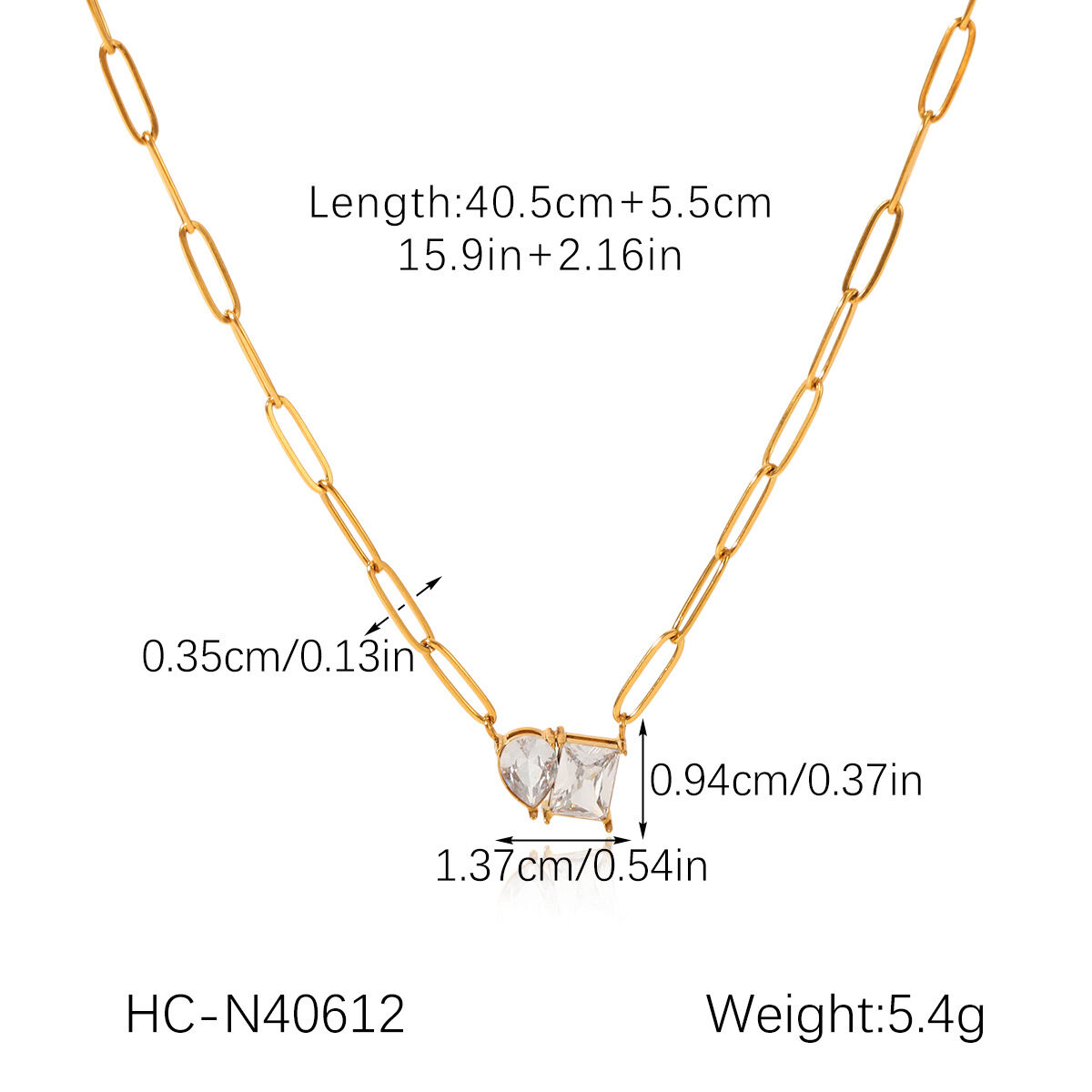 1 Piece Luxurious Irregular Shape Stainless Steel Waterproof Zircon Women's Pendant Necklaces Picture2