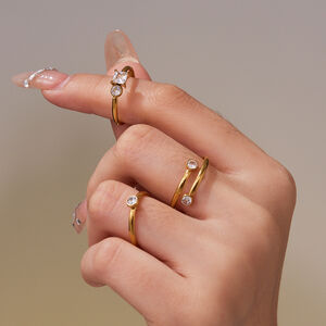 1 Piece Minimalist Circle Stainless Steel Waterproof Gold Color Zircon Minimalist Rings h5 Picture5