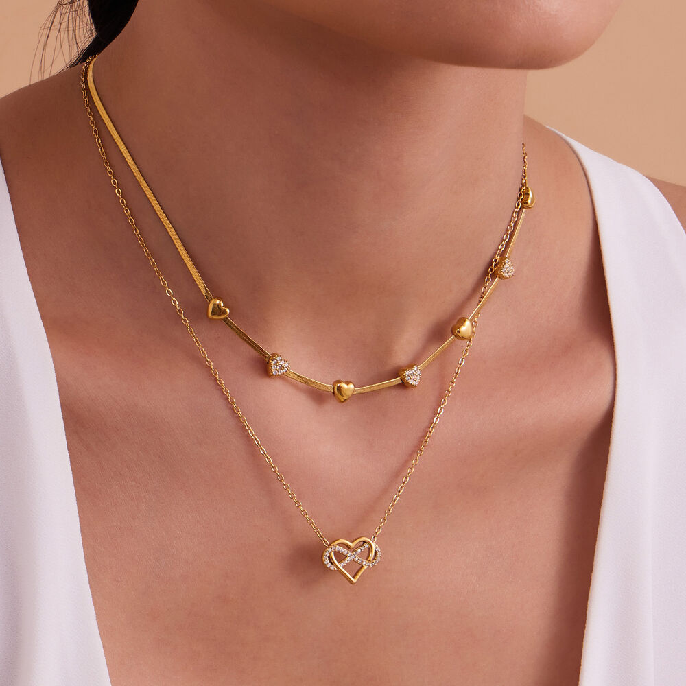 Romantic Heart&Infinity Stainless Steel Waterproof Gold Color Zircon Women's Jewelry Sets h5Picture3