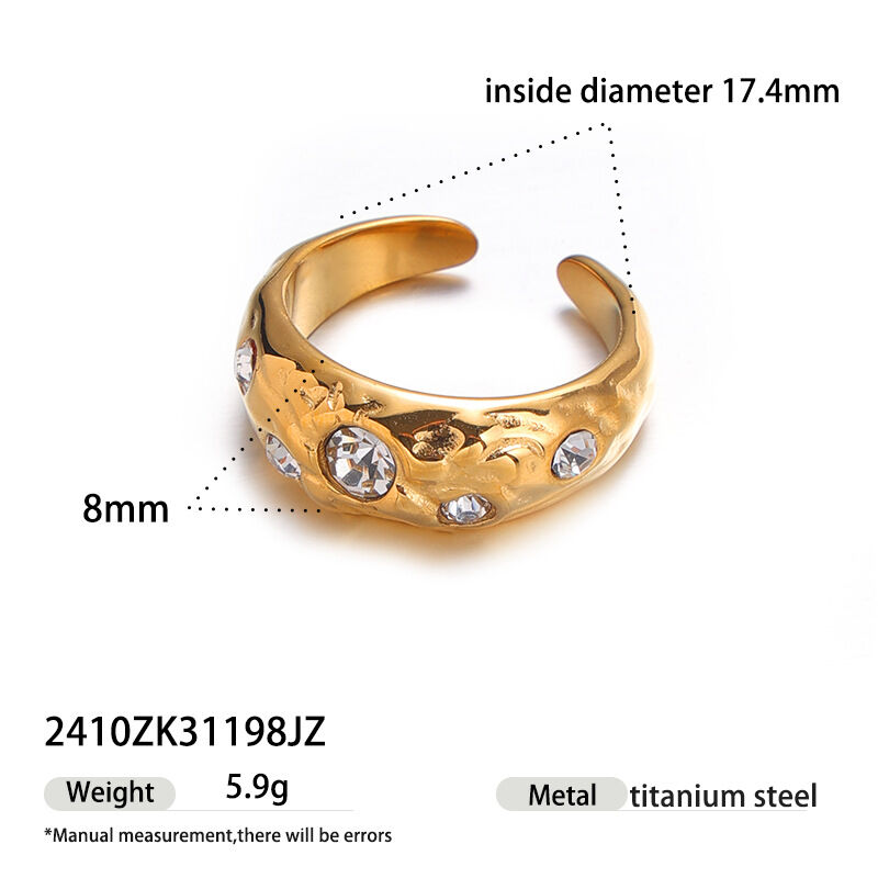 1 Piece Star Stainless Steel Waterproof Gold Color Statement Ring