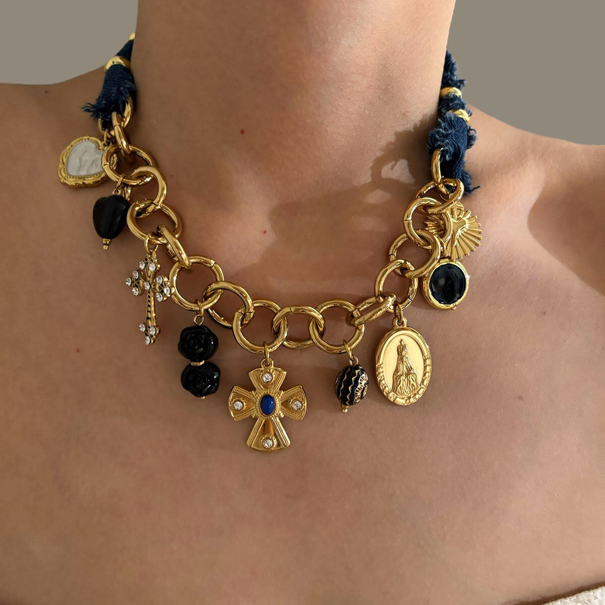 1 Piece Cross Gold Color Acrylic Pendant Necklace