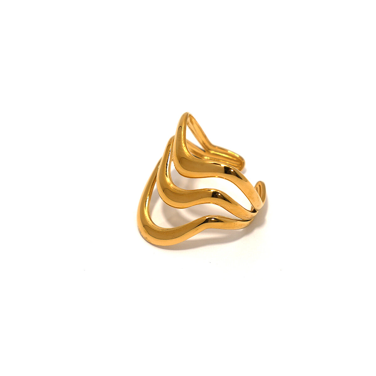 1 Piece Simple  Retro Irregular Shape Stainless Steel Waterproof  Gold Color Women's Statement Rings h5 
