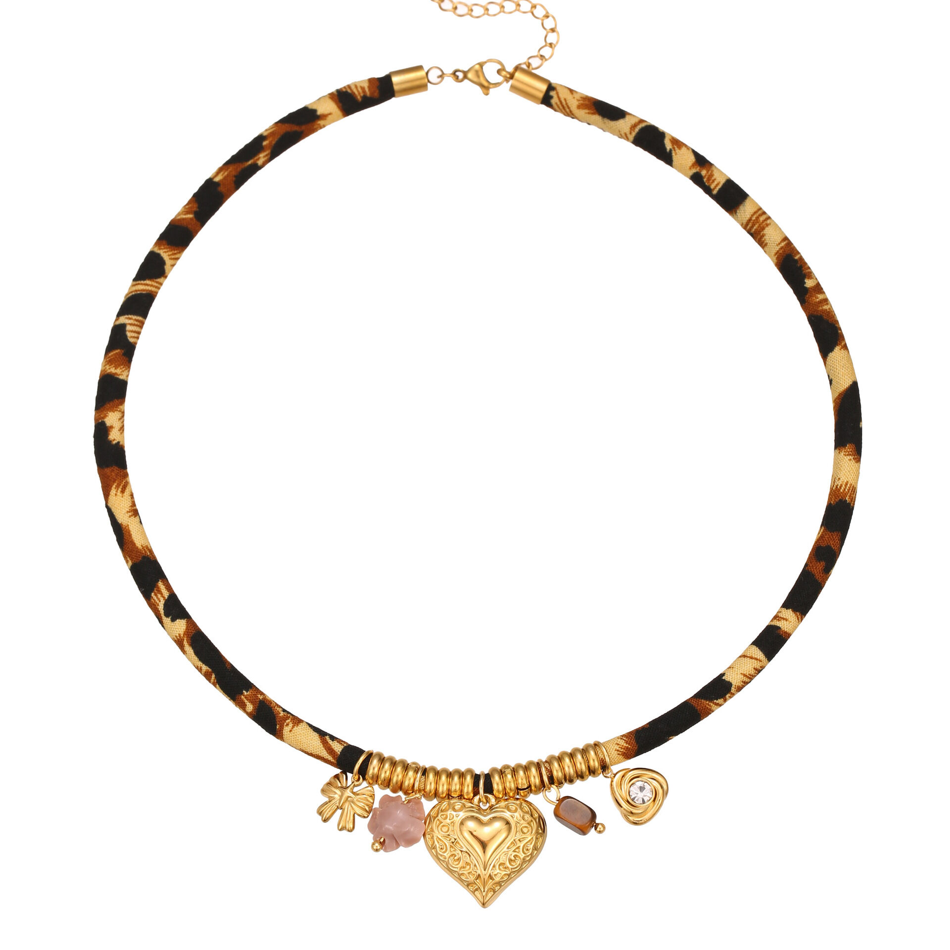 1 Piece Luxurious Flower Heart Sun Leopard Print Stainless Steel Waterproof  Women's Pendant Necklaces Picture5