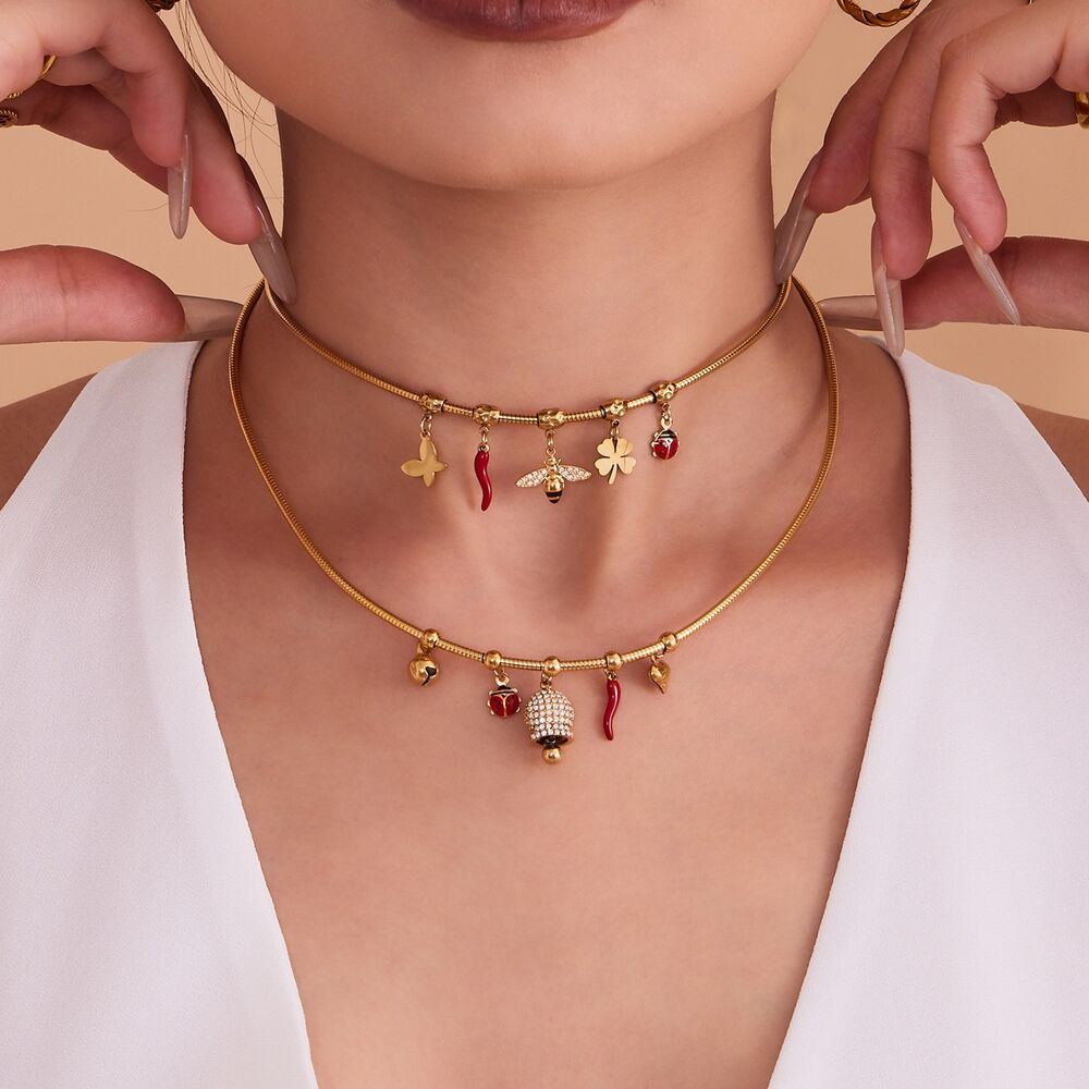 1 Piece Sophisticated Bee Stainless Steel Waterproof Gold Color Zircon Women's Pendant Necklaces Picture3