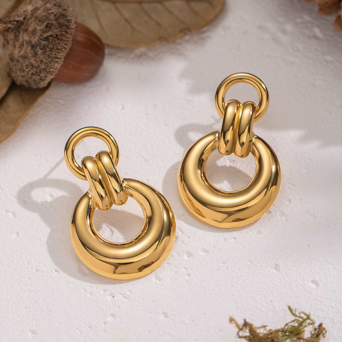 1 Pair Stainless Steel Waterproof Gold Color Stud Earrings Picture4