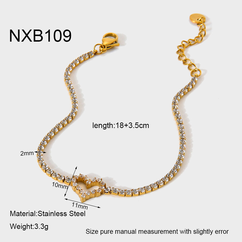 1 Piece Sweet Heart Stainless Steel Waterproof Gold Color Women's Chain Bracelets