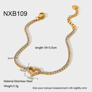 1 Piece Sweet Heart Stainless Steel Waterproof Gold Color Women's Chain Bracelets h5