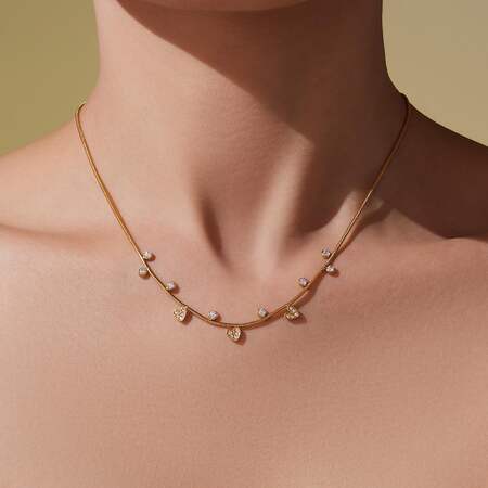 1 Piece Delicate Cute Heart Stainless Steel Waterproof Gold Color Zircon Women's Pendant Necklaces 2