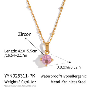 1 Parça Minimalist Zirkon Taşlı Kolye h5 Resim2
