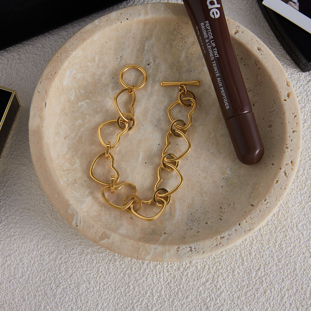 1 Piece Simple Heart Stainless Steel Waterproof Gold Color Women's Chain Bracelets Picture5