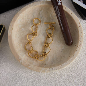 1 Piece Simple Heart Stainless Steel Waterproof Gold Color Women's Chain Bracelets h5 Picture5