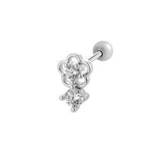 1 Piece Flower Heart Copper Gold Color Zircon Piercing Earring h5
