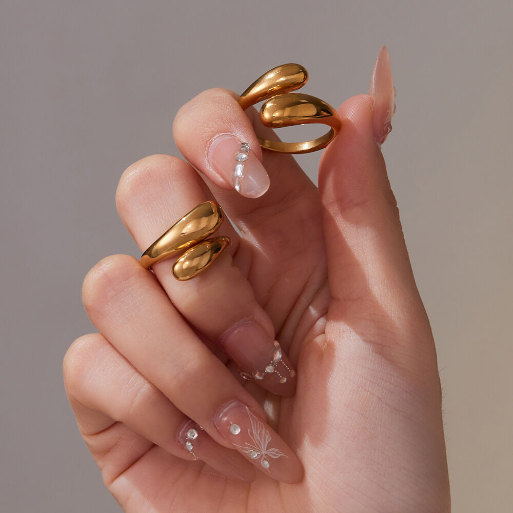 1 Piece Classic Irregular Shape Stainless Steel Waterproof Gold Color Statement Rings h5 Picture4
