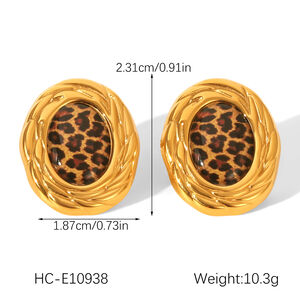 1 Paar Ohrstecker aus wasserfestem Edelstahl mit Leopardenmuster in Goldfarbe h5 Bild2