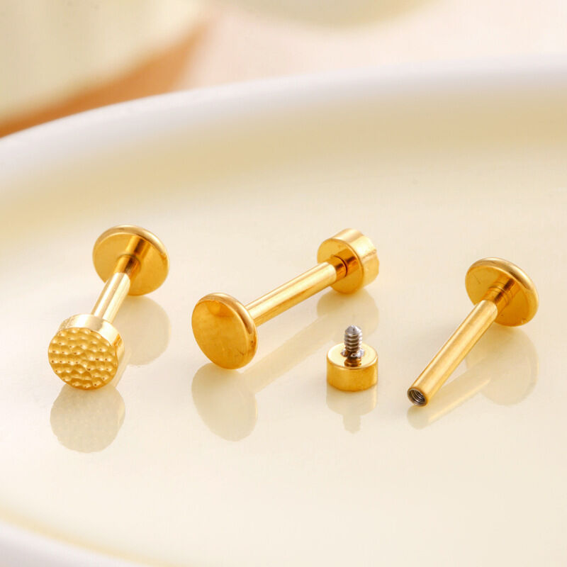 1 Adet Basit Daire Titanyum Alaşımlı Altın Renkli Kadın Piercing Küpe 2