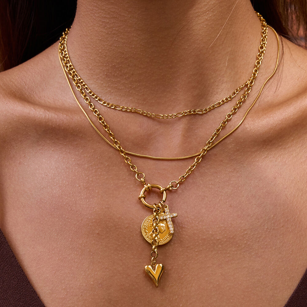 1 Piece Exquisite Heart Sun Stainless Steel Waterproof Gold Color Pearl Women's Pendant Necklaces h5Picture6