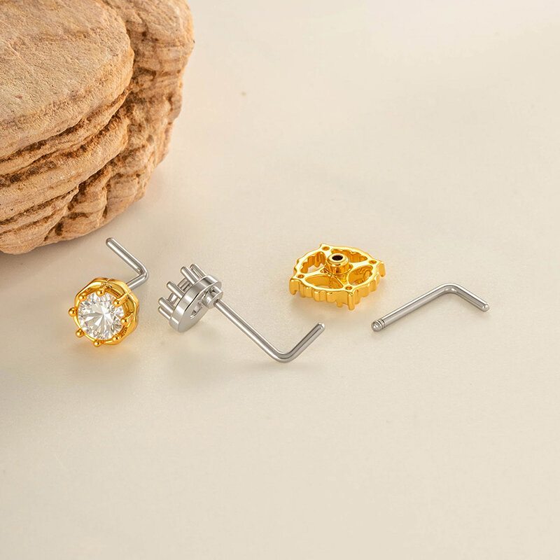 1 Stück Nasenstecker in Kupfer-Gold-Farbe mit Zirkonia 2