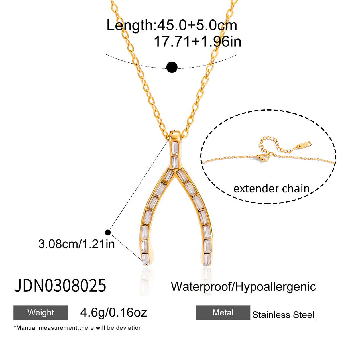 1 Piece Classic Irregular Shape Stainless Steel Waterproof Gold Color Zircon Women's Pendant Necklaces h5 Picture2