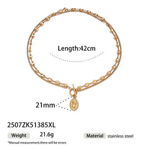 Collana a strati color oro impermeabile in acciaio inossidabile da 1 pezzo h5