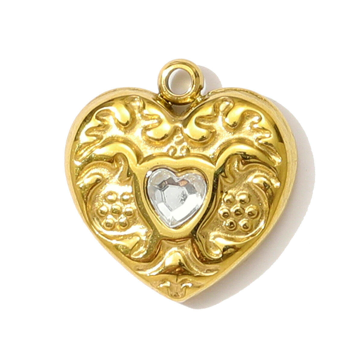 1 Piece Luxurious Heart Stainless Steel Waterproof Gold Color Women's Pendants 