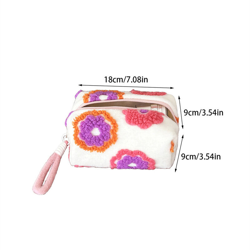 1 Piece Romantic Series Cute Flower Plush Women's Makeup Bags h5 Picture2