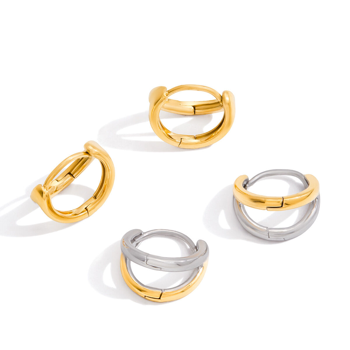 1 Paar minimalistische, wasserfeste Damen-Creolen aus Edelstahl in Gold- und Silbertönen Bild6