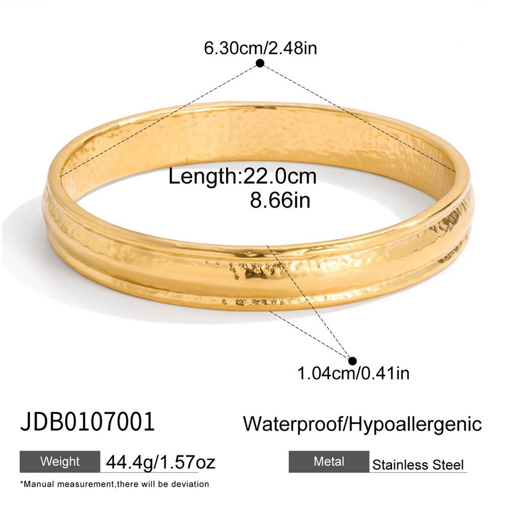 Simple Hammer Pattern Stainless Steel Waterproof Gold Color Women's Jewelry Sets h5Picture2