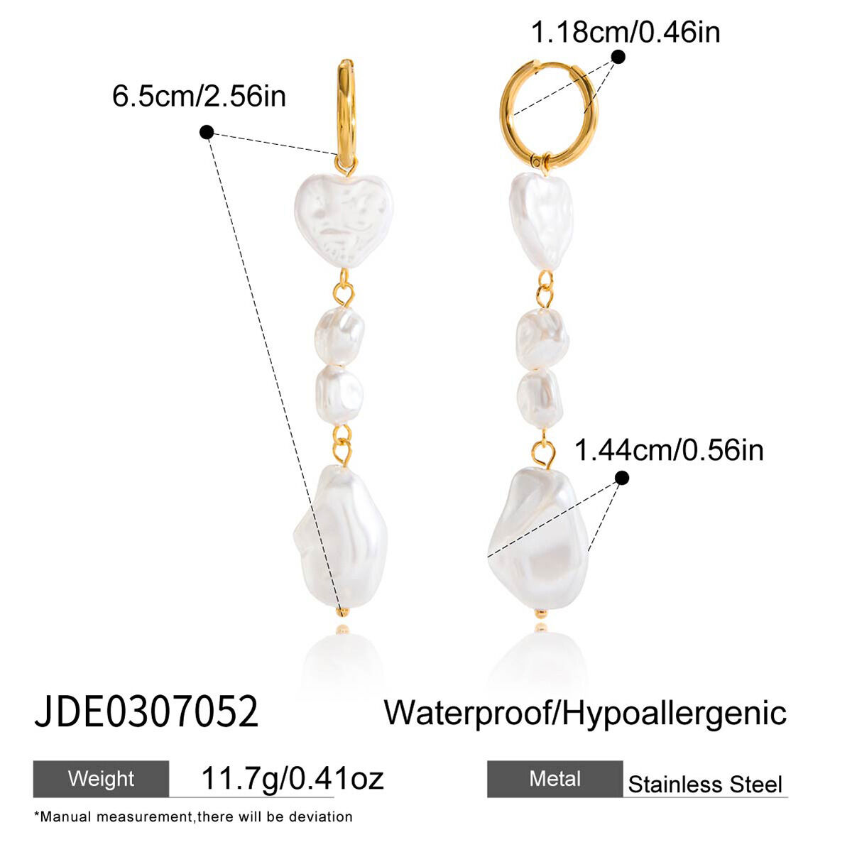 1 paio di eleganti orecchini pendenti da donna in acciaio inossidabile color oro, impermeabili Immagine2