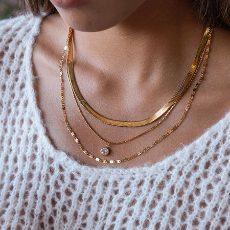 1 Piece Delicate Circle Stainless Steel Waterproof Gold Color Zircon Women's Layered Necklaces