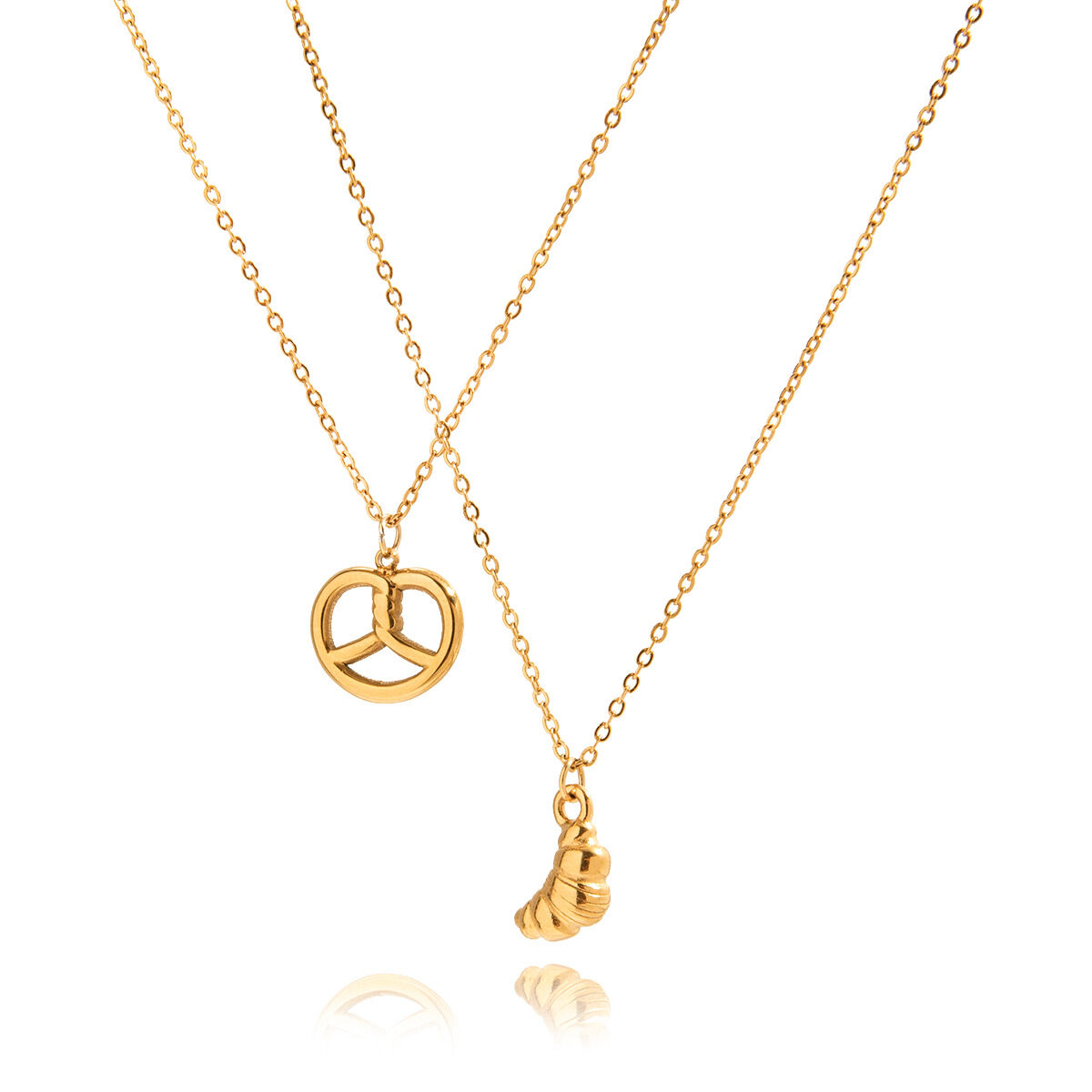 1 Piece Cute Croissant Stainless Steel Waterproof Gold Color Women's Pendant Necklaces Picture7