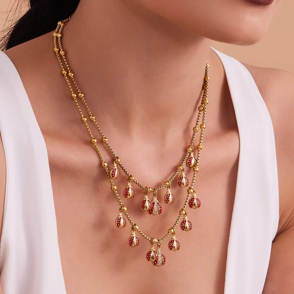 Exquisite Beetle Stainless Steel Waterproof Gold Color Zircon Women's Jewelry Sets Picture2
