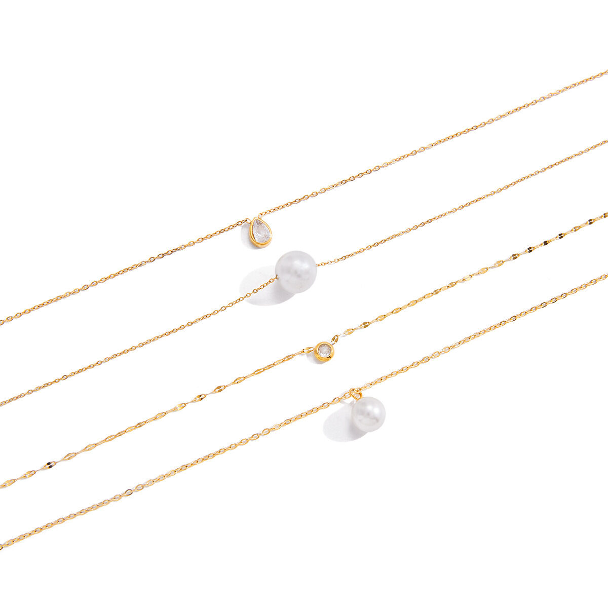 1 Piece Elegant Bead Stainless Steel Waterproof Gold Color Women's Pendant Necklaces Picture6