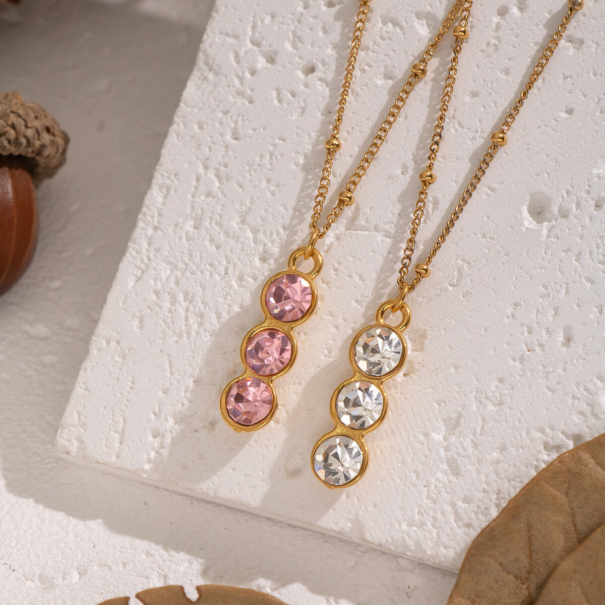 1 Piece Minimalist Zircon Inlaid Pendant Necklace 2