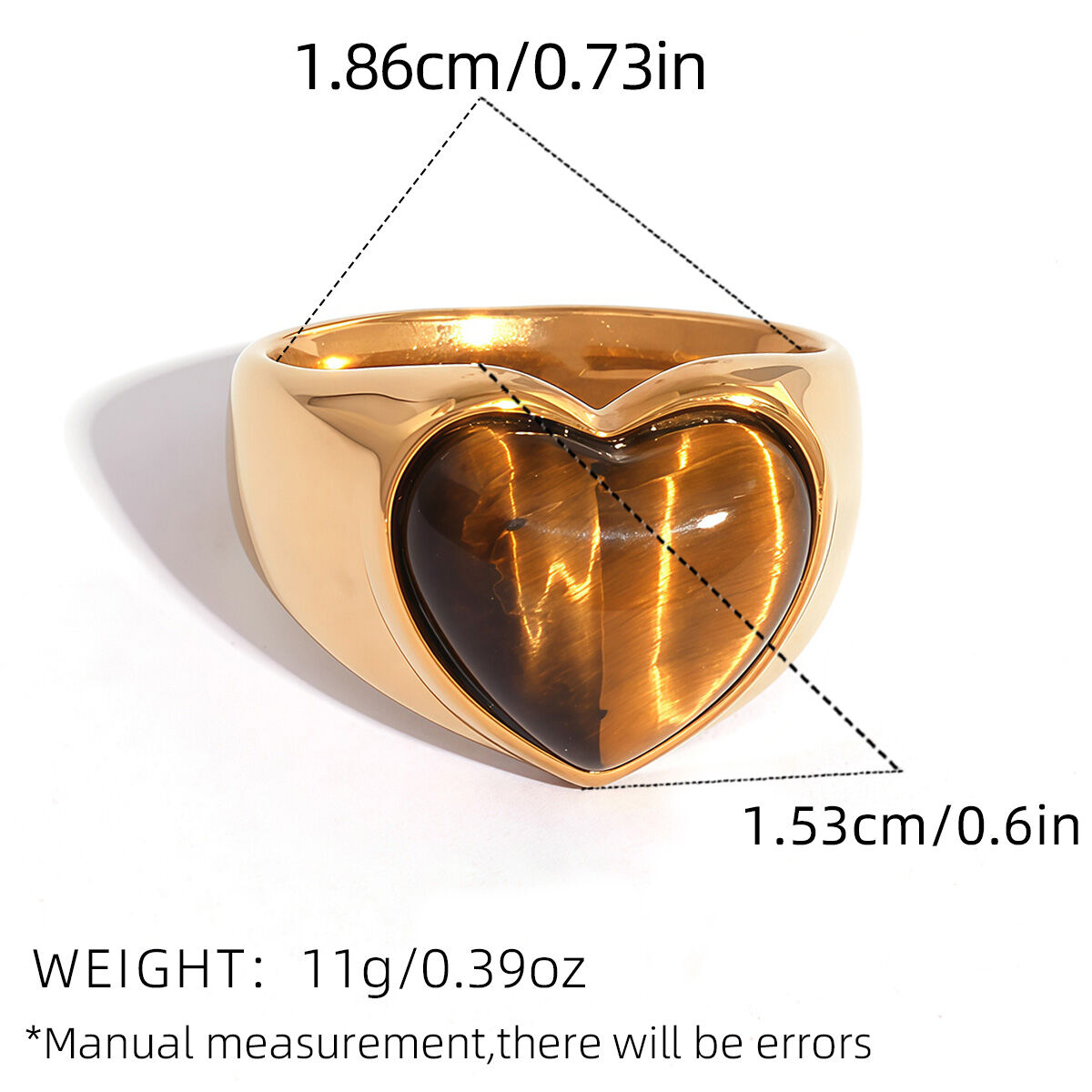 Bague femme rétro de forme irrégulière en acier inoxydable étanche couleur or (1 pièce) Image2