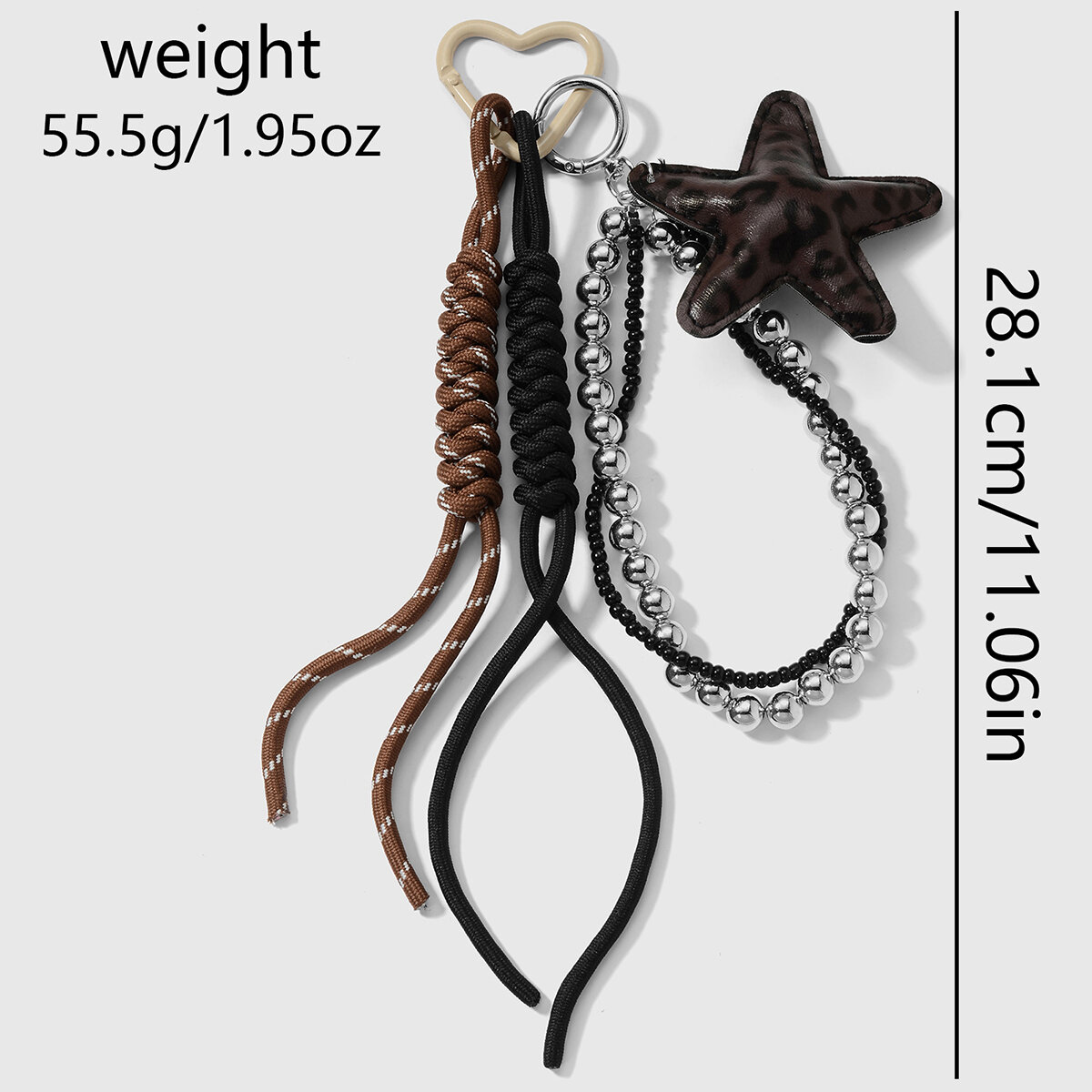 1 Piece Retro Leather Leopard Print Star Bag Charm Picture2