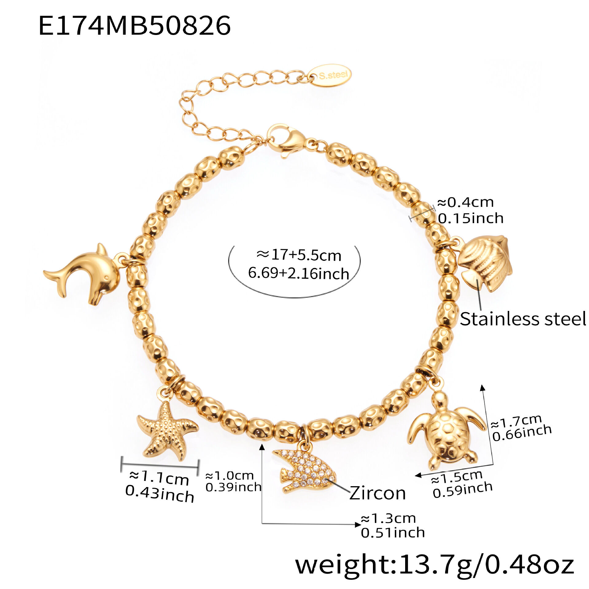 E174-Golden Ocean Series Bracelet 17+5Cm Picture4