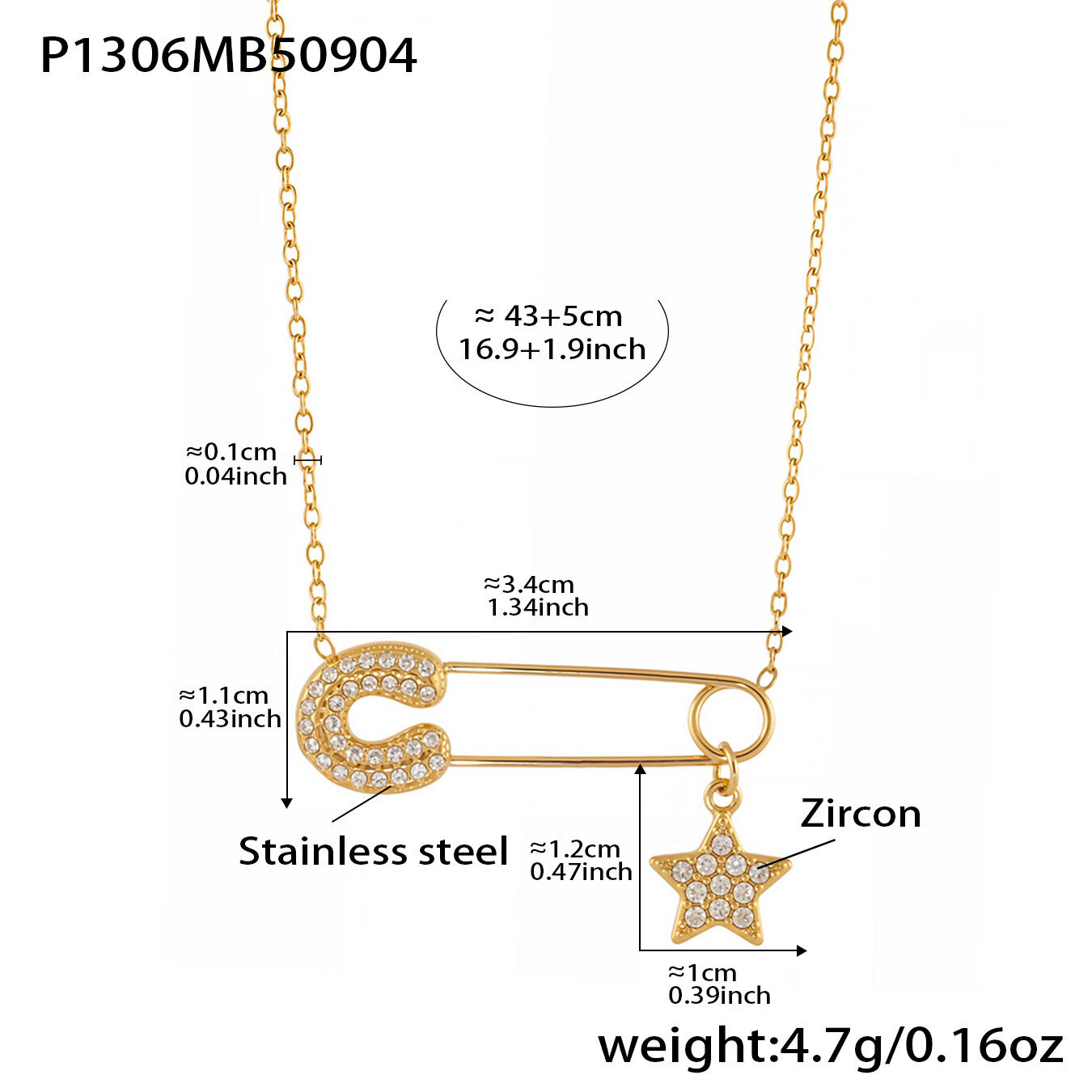 Daily Paper Clip Stainless Steel Waterproof Gold Color Women's Pendant Necklaces h5 